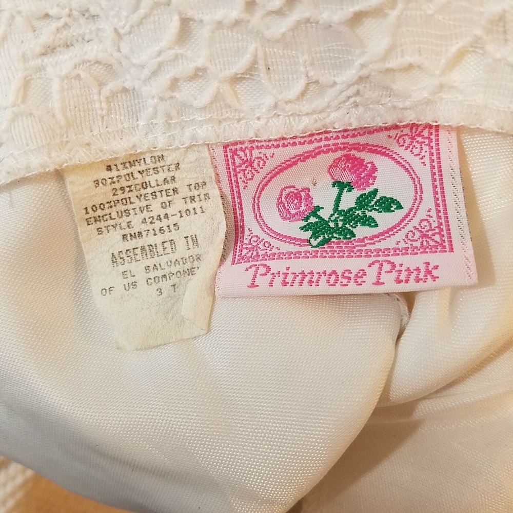 Primrose Pink Dress Red White Colored Size 3T Velvet Vintage Baby Girl - Picture 5 of 6